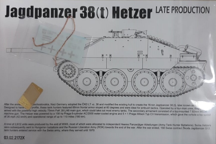 2172X Takom Самоходное орудие Jagdpanzer 38(t) Hetzer (поздняя версия) 1/35
