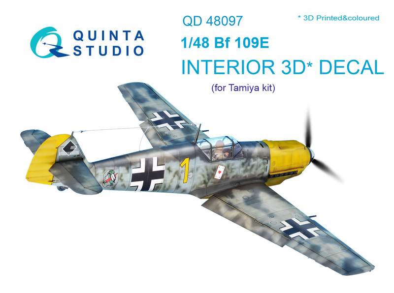 QD48097 Quinta 3D Декаль интерьера кабины Bf 109E (для модели Tamiya) 1/48