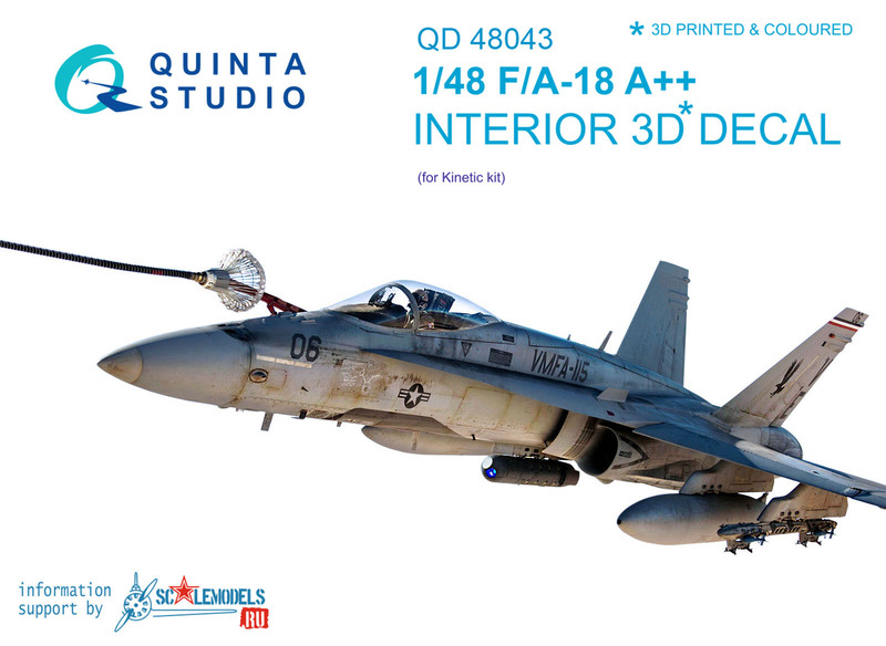 QD48043 Quinta 3D Декаль интерьера кабины F/A-18A++ (late) (для модели Kinetic) 1/48