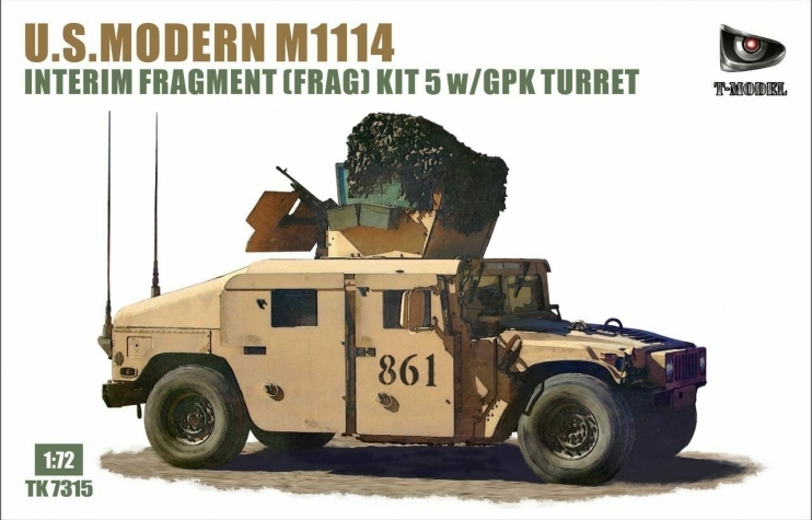 TK7315-G T-Model Бронеавтомобиль M1114 HMMWV Interim Fragment Kit 5 w GPK Turret + экипаж 1/72