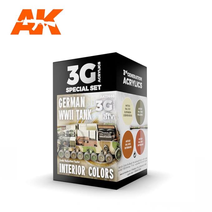 AK11688 AK Interactive Набор красок 3G для окраски интера БТТ Германии (4 краски)