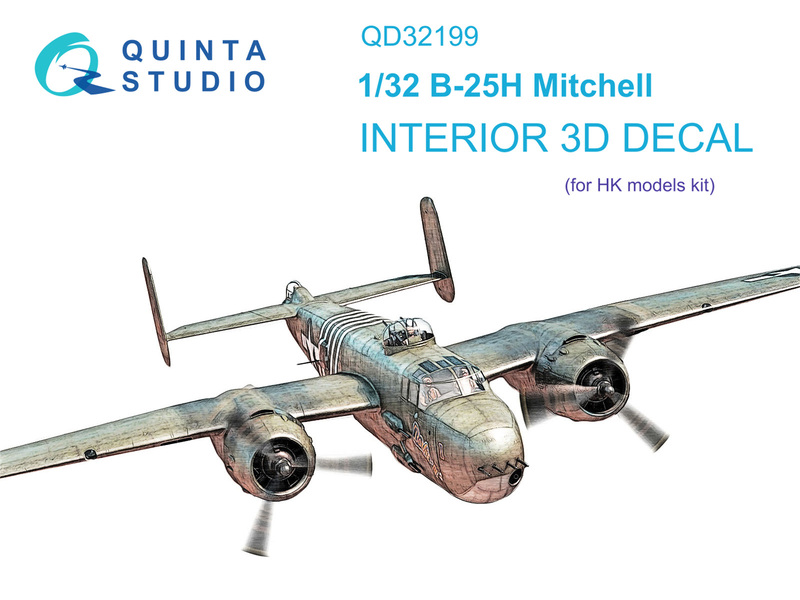 QD32199 Quinta 3D Декаль интерьера кабины B-25H Mitchell (HK models)