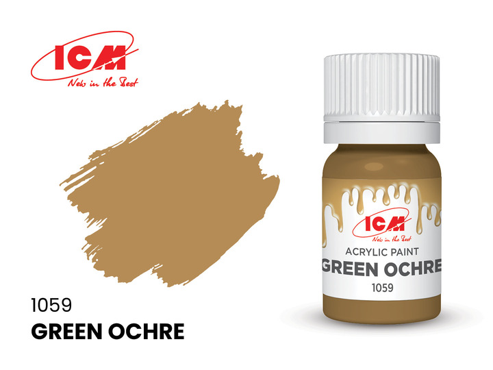C1059 ICM Акриловая краска Охра зеленая (Green Ochre) 12мл