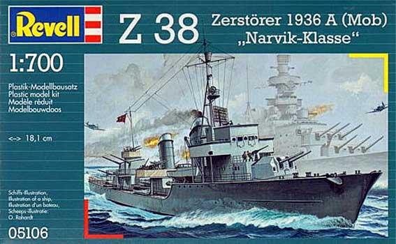 05106 Revell Германский корабль "German Destroyer Z-38 (Narvik Class)"
