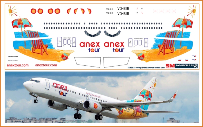 737800-23 Pas-Decals Декаль на Boing 737-800 Anex Tour 1/144